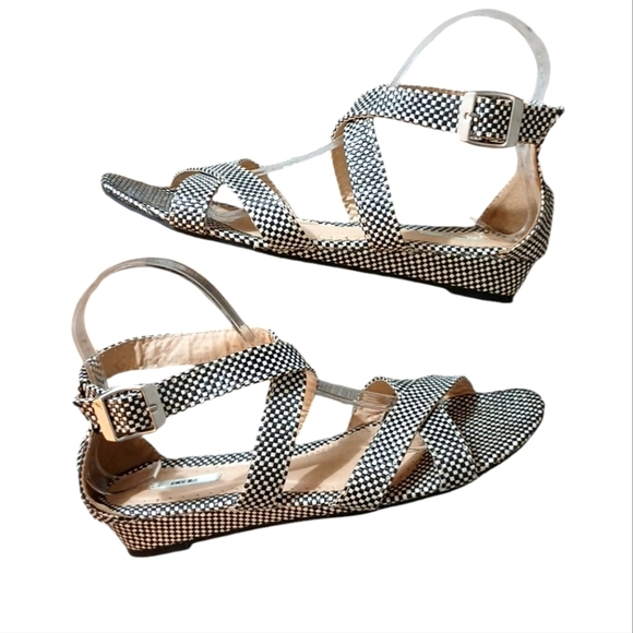 Anthropologie Kimchi Blue Black and White Checkered Sandals Size 8 - Picture 11 of 11